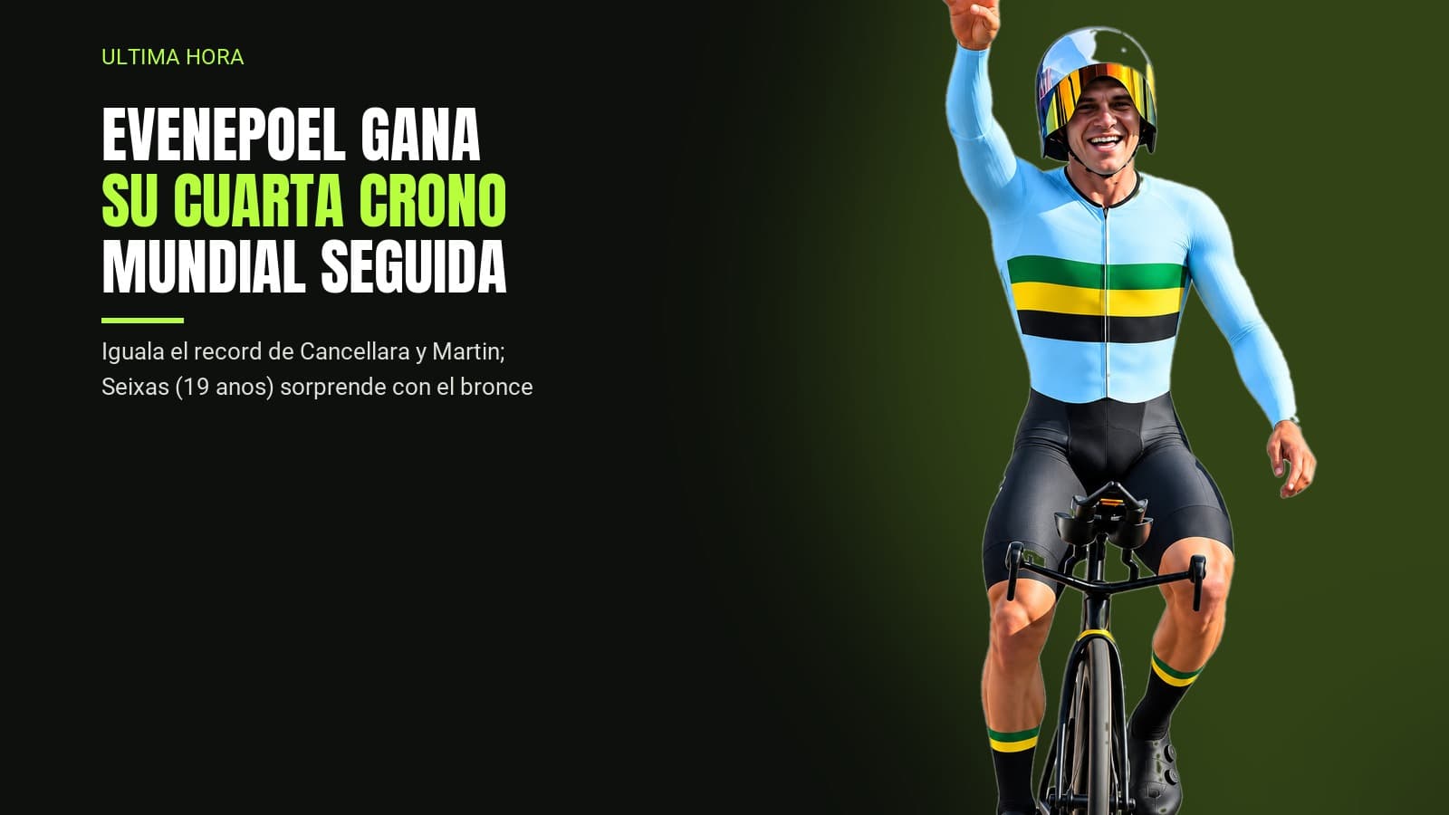 Evenepoel gana su cuarta crono mundial consecutiva e iguala el récord histórico